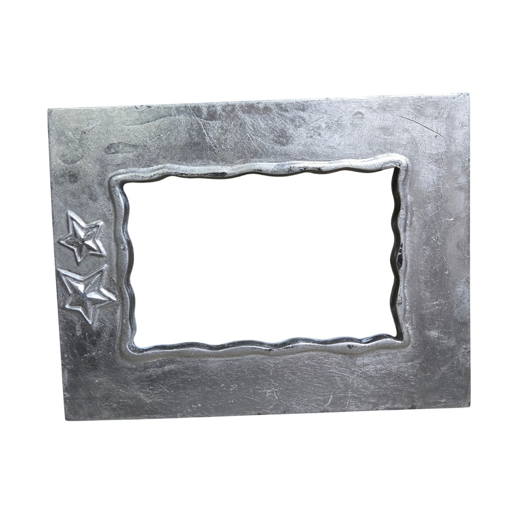 Vintage Pewter Tone Metal Photo Frame Wavy Edge 4x6 Star Craft Replacement Frame